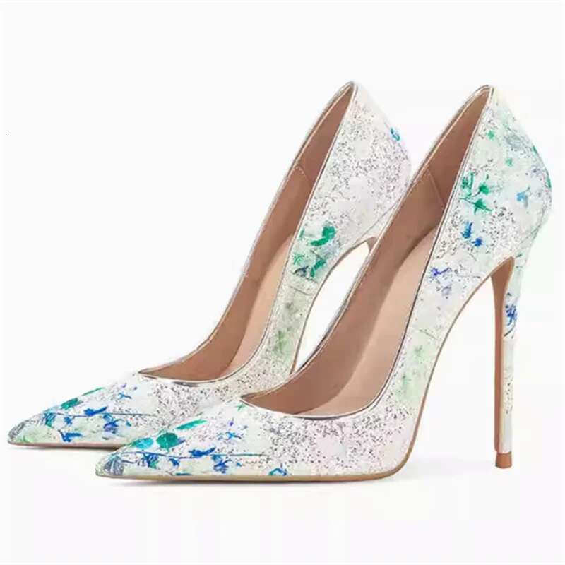 Sexy Wedding Party Women's Slim High Heels Fashion Sparkly Sequin Single Shoes