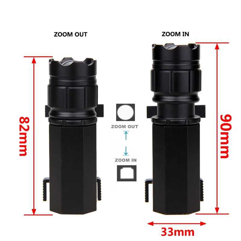 3 Mode Outdoors Zoomable Weaver Picatinny Mount Gun Tactical Flashlight Hunting Torch LightW241227