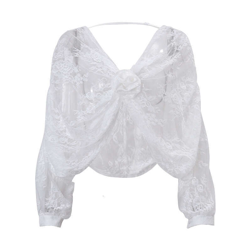 2025 Winter Sexy Fashionable Style Lace Jacquard Perspective Long Sleeve Top Women's New Casual and Versatile Fashion Clothing