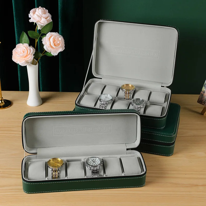 VANSIHO Multiple Colors 6 Slots Exquisite PU Zipper Jewelry Watch Box Leather For Man And Women Travel Display Case 250117