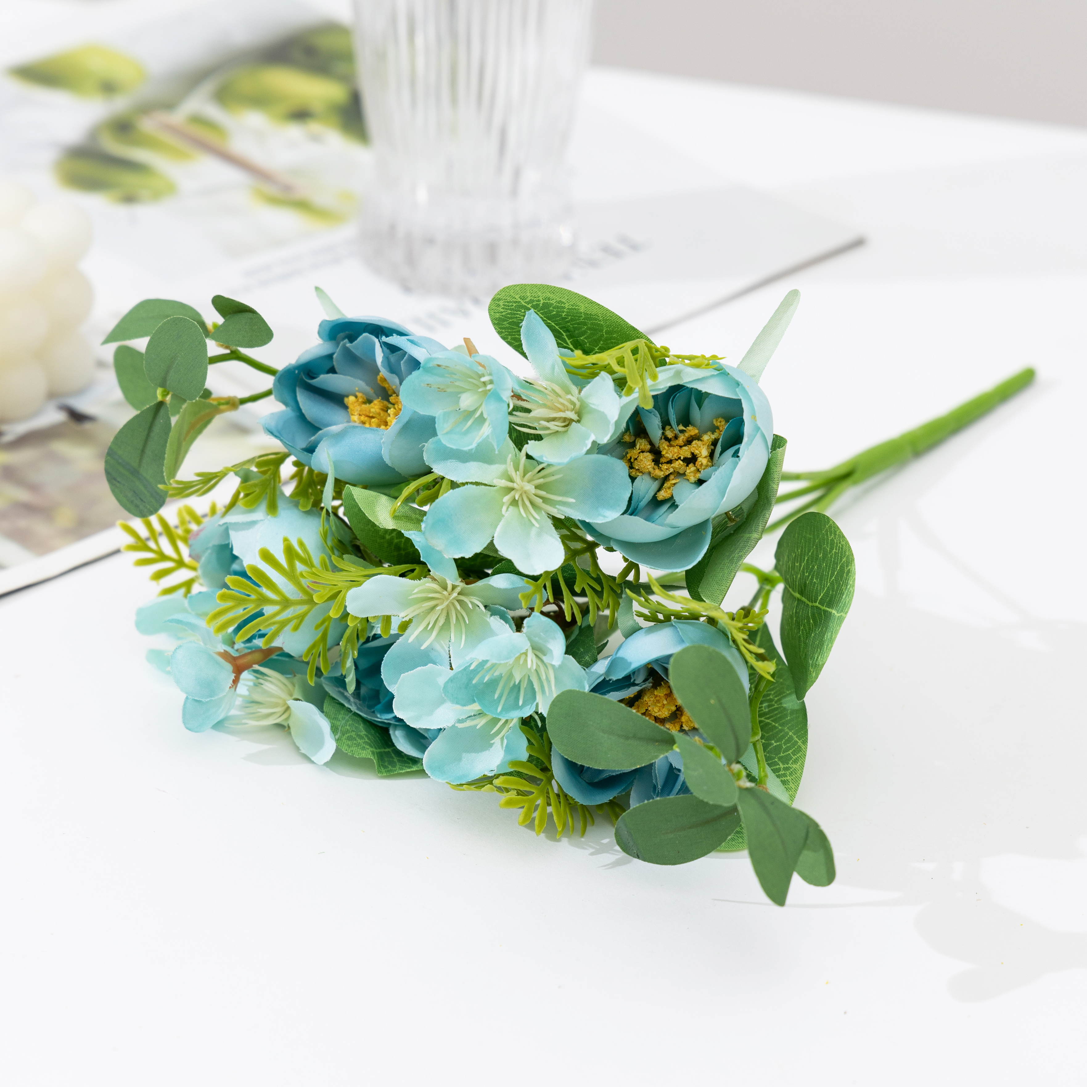 Premium sense of tea Rose cross-border sources wedding hand bouquet material decorative silk flowers bridal fake flowers simulation flower arrangement