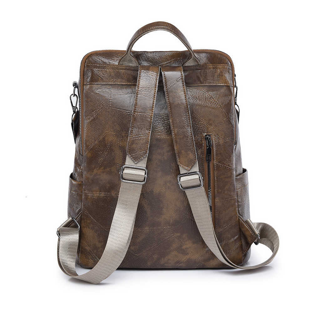 new casual womens soft leather multifunctional backpack simple and versatile large capacity PU backpack