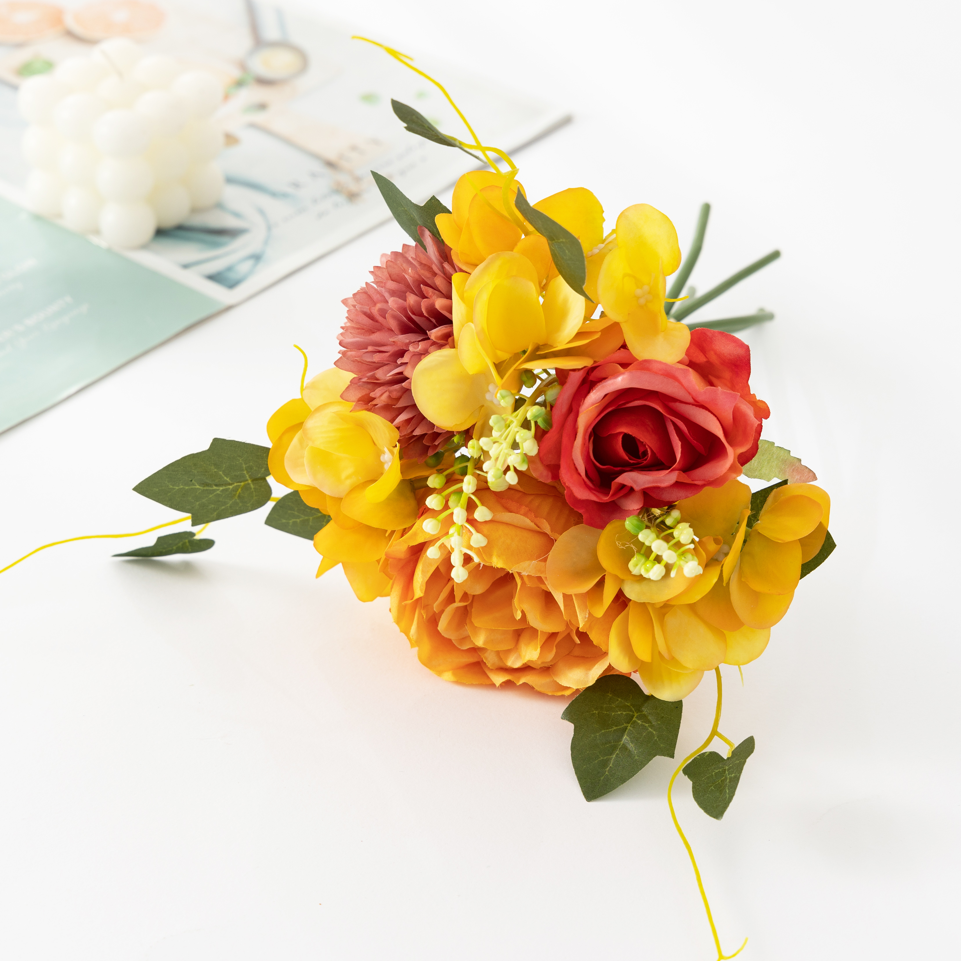 Hundred Flowers Wedding Accompaniment Flower Simulation Peony Rose Hydrangea Hand Bouquet Fake Flowers Photography Home Decoration