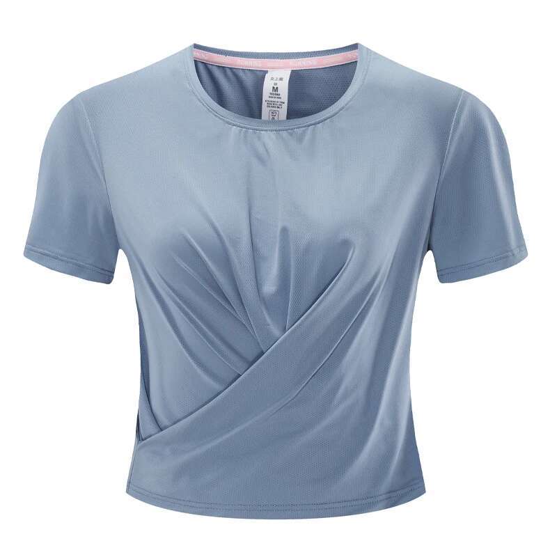 Ddmyoutdoor China Domestic Yoga Sport Blouses Outdoor Training Running Quick Dry Sports Fiess Shirt Breathable Slim Fashion O Neck Short Sleeves