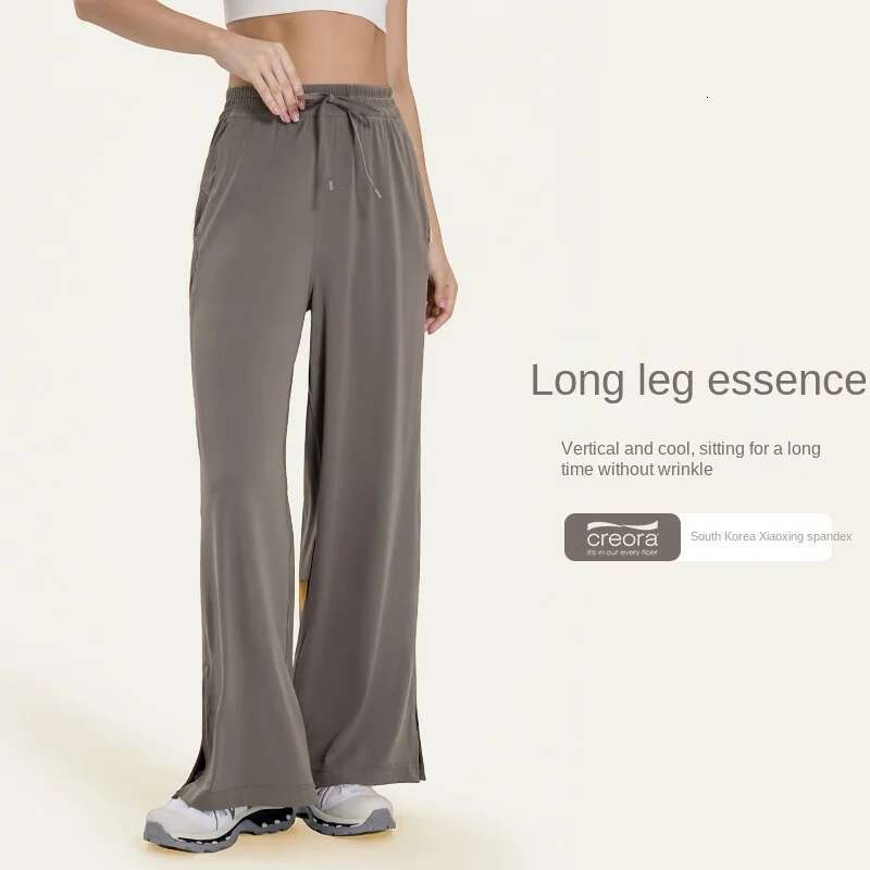Ddmyoutdoor China Domestic Women Yoga Pants Stretch Woven High Rise Wide Leg Pant Side Slits At The Hems Full Length Intended Relaxed Fit To Sit Just 
