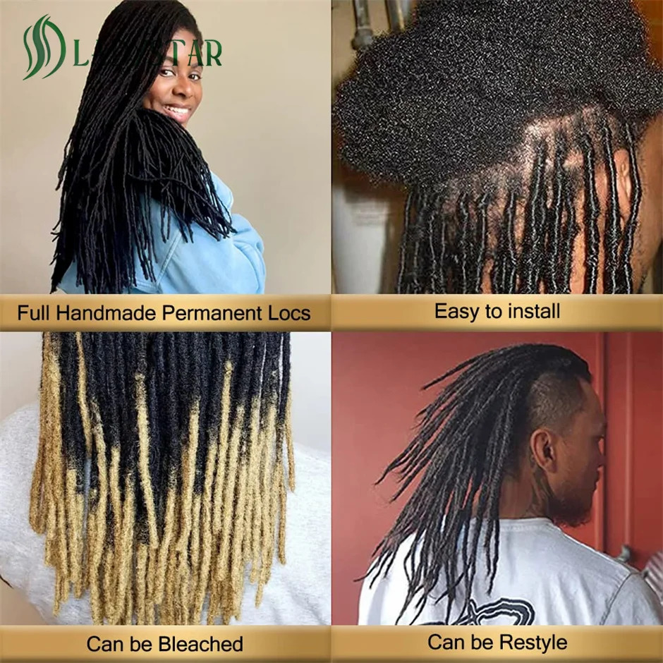 0.2cm Microlocs 100% human hair suitable for male female ren fully handmade permanent local 250108