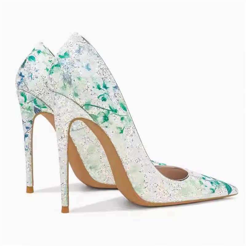 Sexy Wedding Party Women's Slim High Heels Fashion Sparkly Sequin Single Shoes