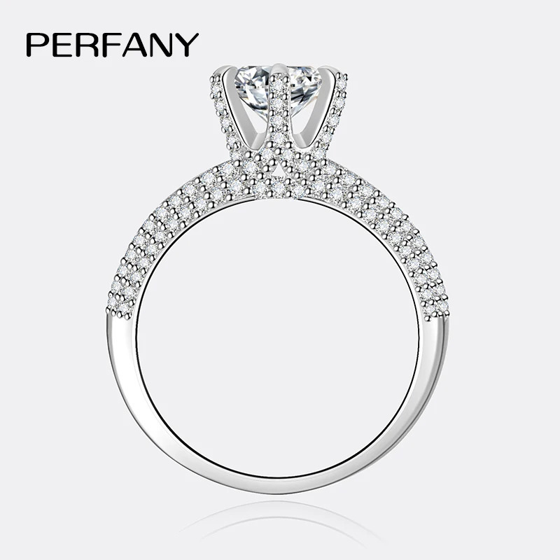 PERFANY 2CT Ring for Women S925 Pure Silver Laboratory Certified Cultivated Diamonds Eternal Wedding Jewelry 250110