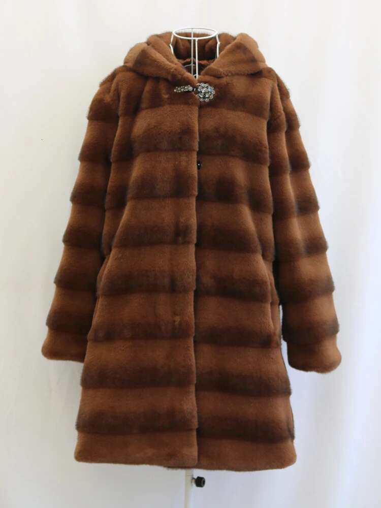 DEAT Fashion Women's Faux Coat Hooded Covered Button Loose Thick Warm Imitation Mink Fur Jacket Winter 2024 New Tide 7Ab5406