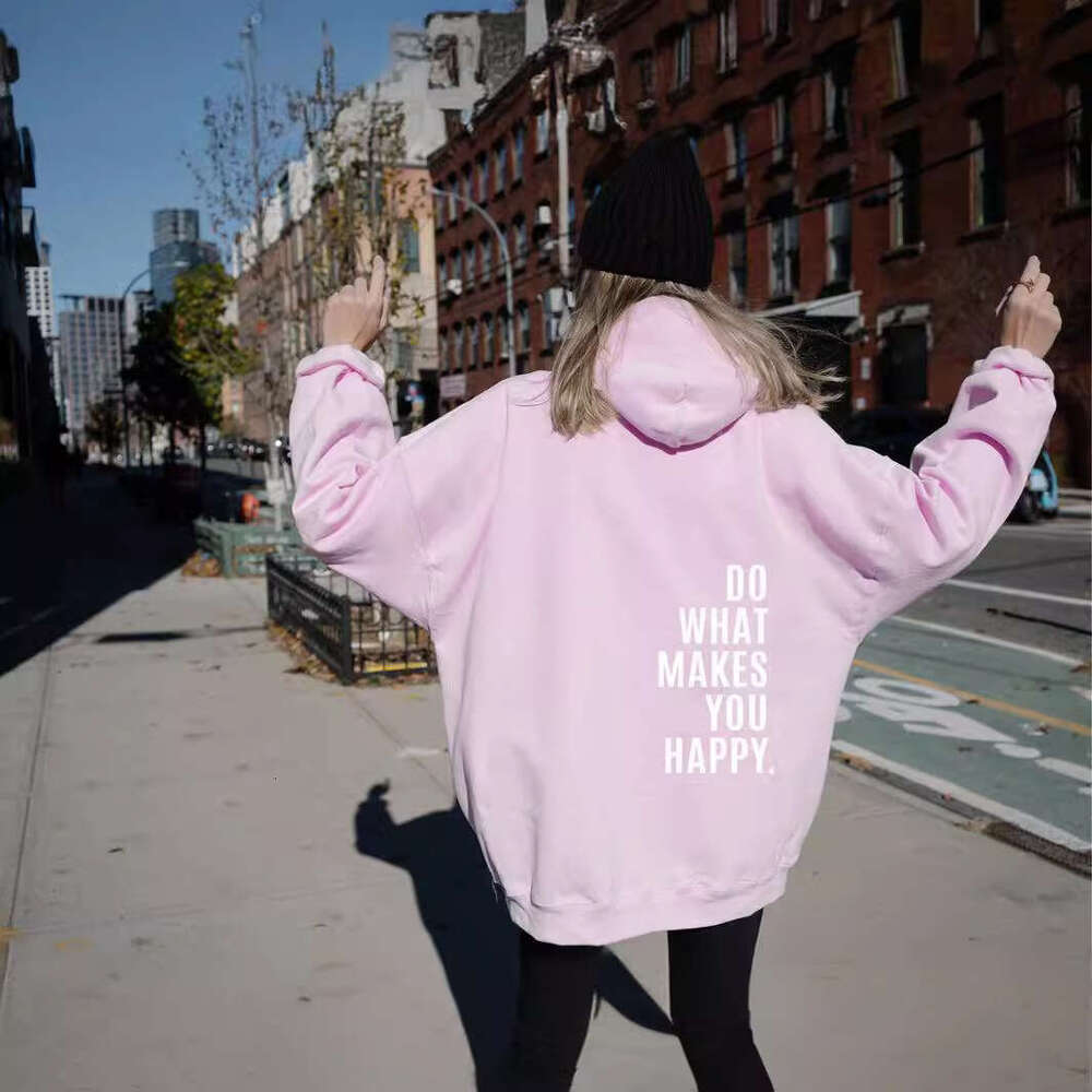 XS ---5XL European size off shoulder sleeves DoWhatMakesYouHappy hoodie women's sweatshirt