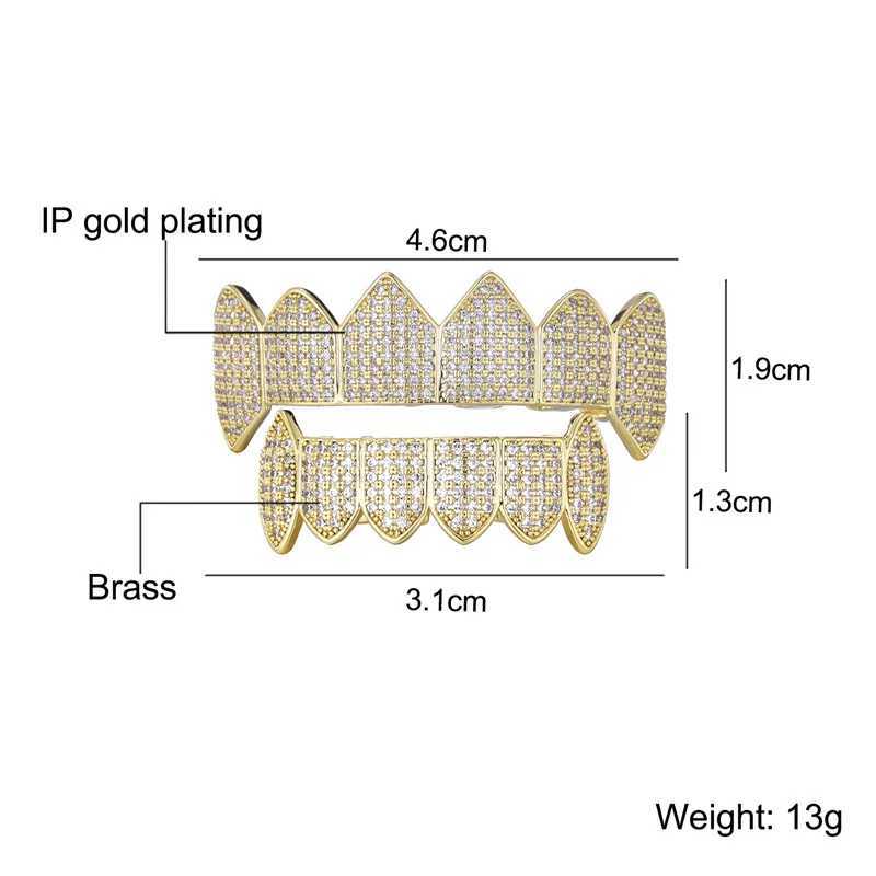 D Z Trendy Cubic Zirconia Grills Set Silver Color Teeth Grills Hip Hop Halloween Iced Out Top Bottom Dental Grills Body JewelryXJ250114