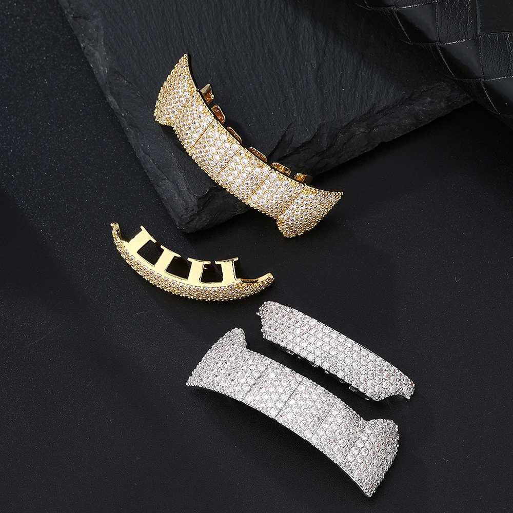 Geometric Heavy CZ Teeth Grillz Caps Cubic Zircon Iced Out Micro Pave Top Bottom Charm Grills For Men Women Hip Hop JewelryXJ250114