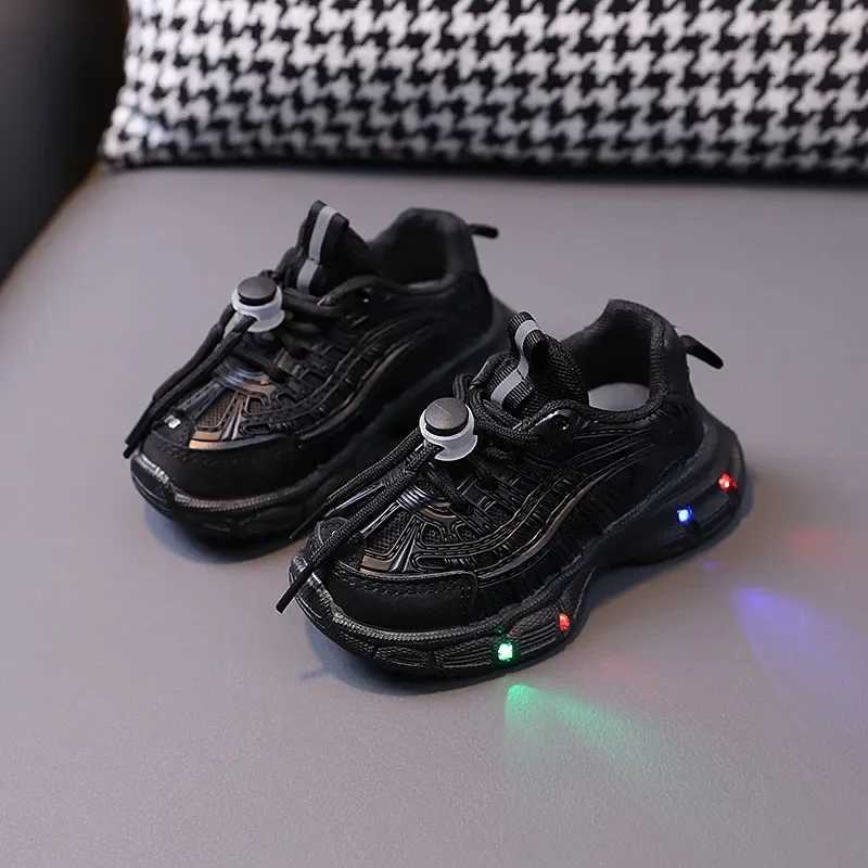 Light Girl Pink Childrens Sports Shoes 1-6 Years Old Baby Boy tennis Shoes 2023 Autumn New Kids Casual Shoes LED Sole G09142XJ250118