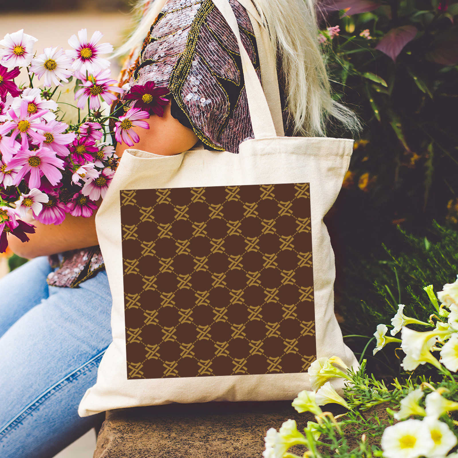 NXY Women's Canvas Shopping Bag Large Capacity Handbag Reusable Commuter Bags Simple Tote Bag Foldable Shoulder Bag