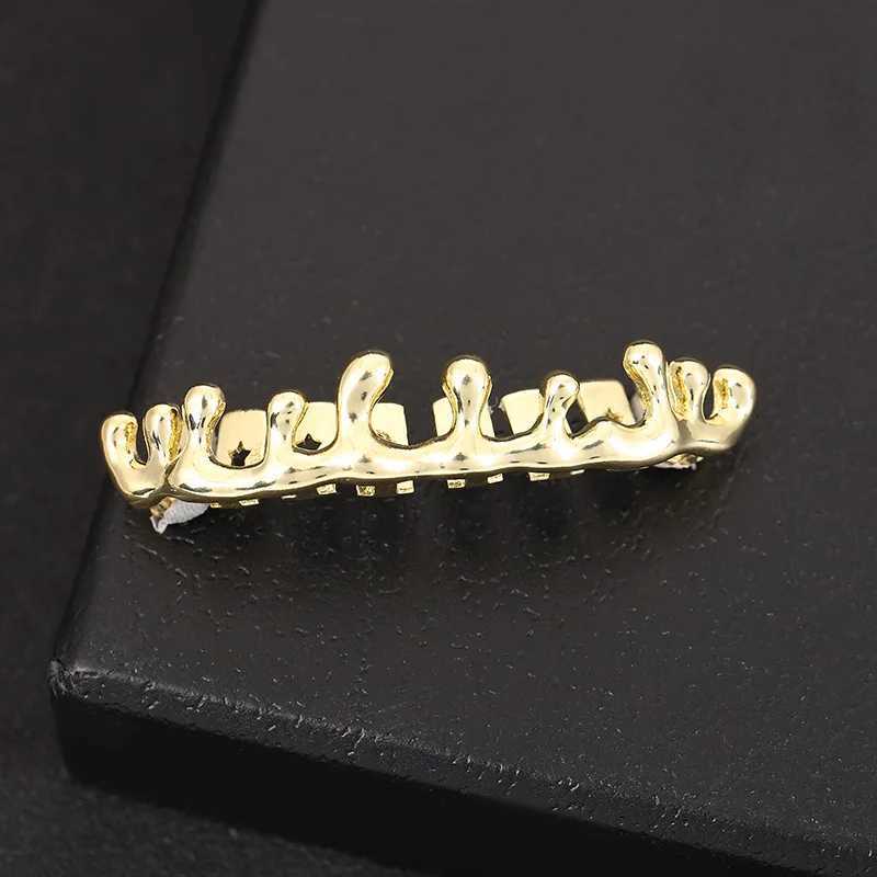Liquid Water Drop Bottom Teeth Grillz Hip Hop Gold Plated Dental Grills For Women Men Tooth Caps Decor Punk JewelryXJ250114