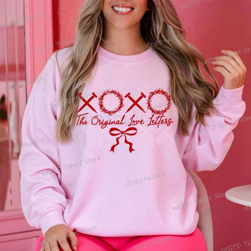 XOXO The Original Love Letters Print Women's Fashion Hip Hop Street Pink Ladies Autumn Clothing Hoodie For Women