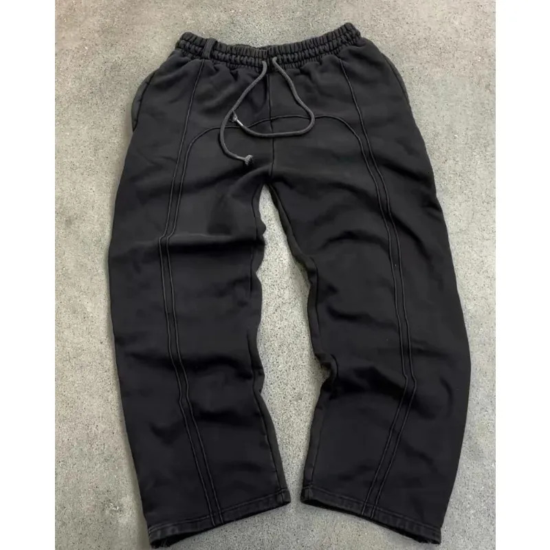 American retro fashion street Harajuku couple oversized sports casual sweatpants aesthetic versatile straight wide leg pants men 250113