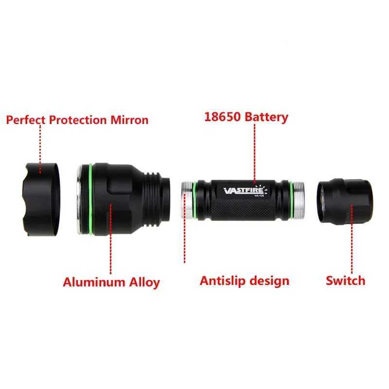 LED tactical hunting flashlight green/red/white USB charging 350LM 600-800 yard range C8 shooting reconnaissance light kitW241227