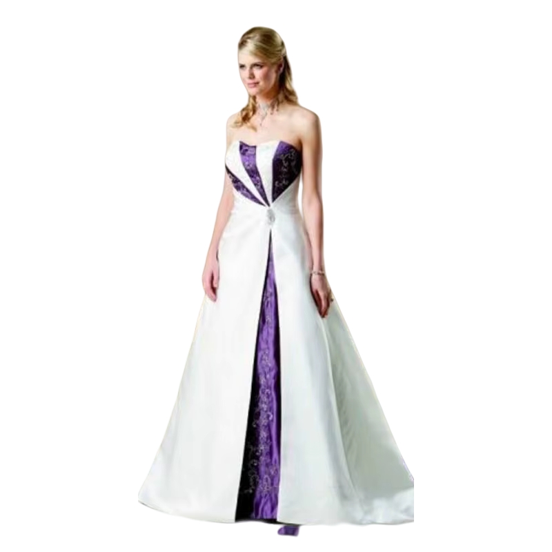 Vintage Burgundy And White Embroidery Wedding Dresses Contrast Color Satin A-Line Beach Bridal Gowns Court Train Lace-Up Corset Vestido De Novia 2025