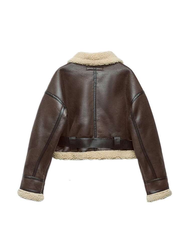 Aigo Autumn Winter Women Warm Loose Faux Lamb Fur Short Streetwear Female Retro Zipper Spliced Coat Outwear