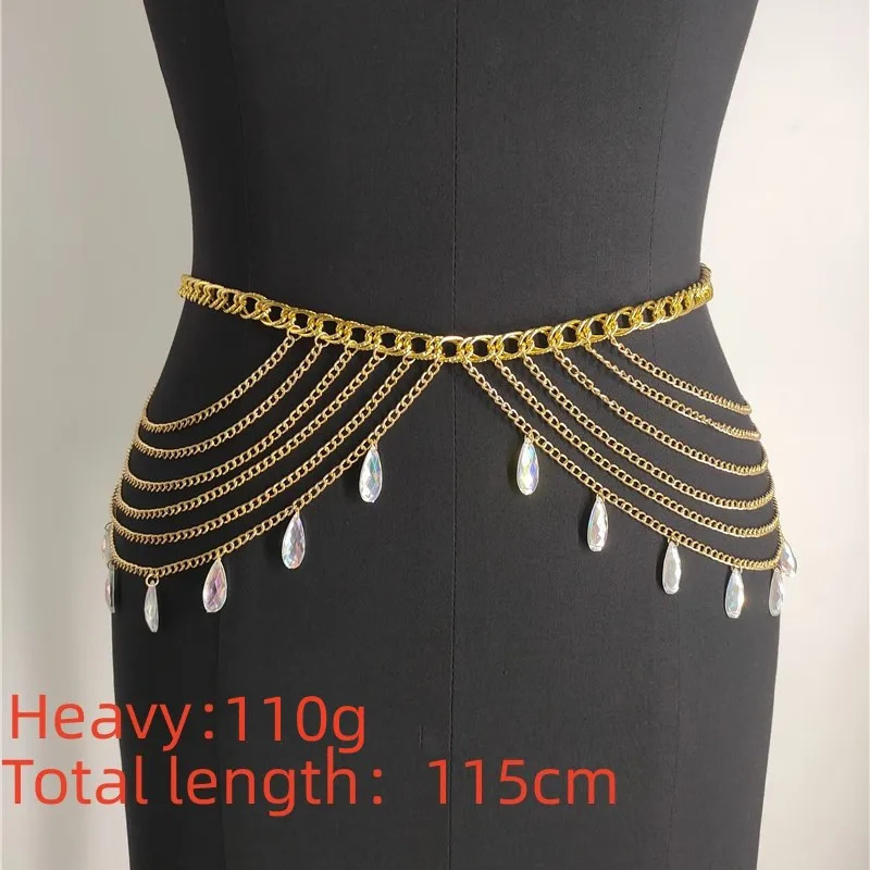 Retro womens fashionable belly charm waist chain pendant with long tassel wire harness belly chain womens body accessories Stonefans jewelry 250110