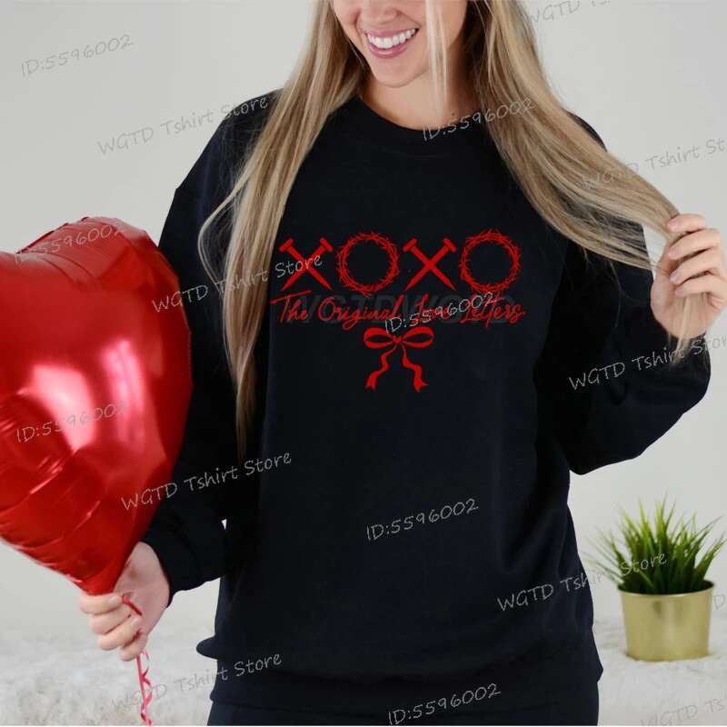 XOXO The Original Love Letters Print Women's Fashion Hip Hop Street Pink Ladies Autumn Clothing Hoodie For Women