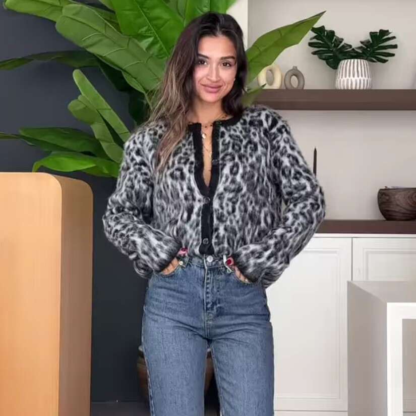 2025 autumn winter European American popular women's loose and fashionable leopard print knitted sweater new casual versatile fashion clothing