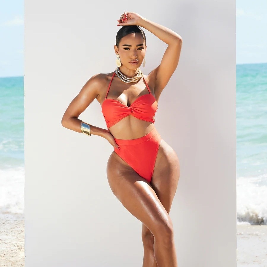 New sexy multi-color twisted bag high waisted split swimsuit bikini