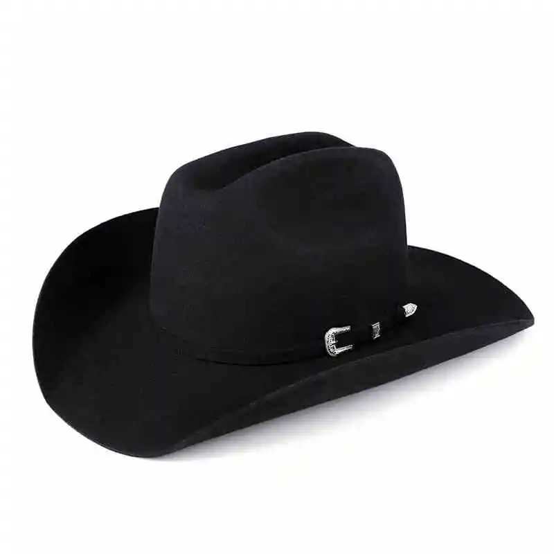 Western 100% Wool Felt Cowboy Hat Men Big Size XL 60CM 61CM Stain Lined Fedora 250116