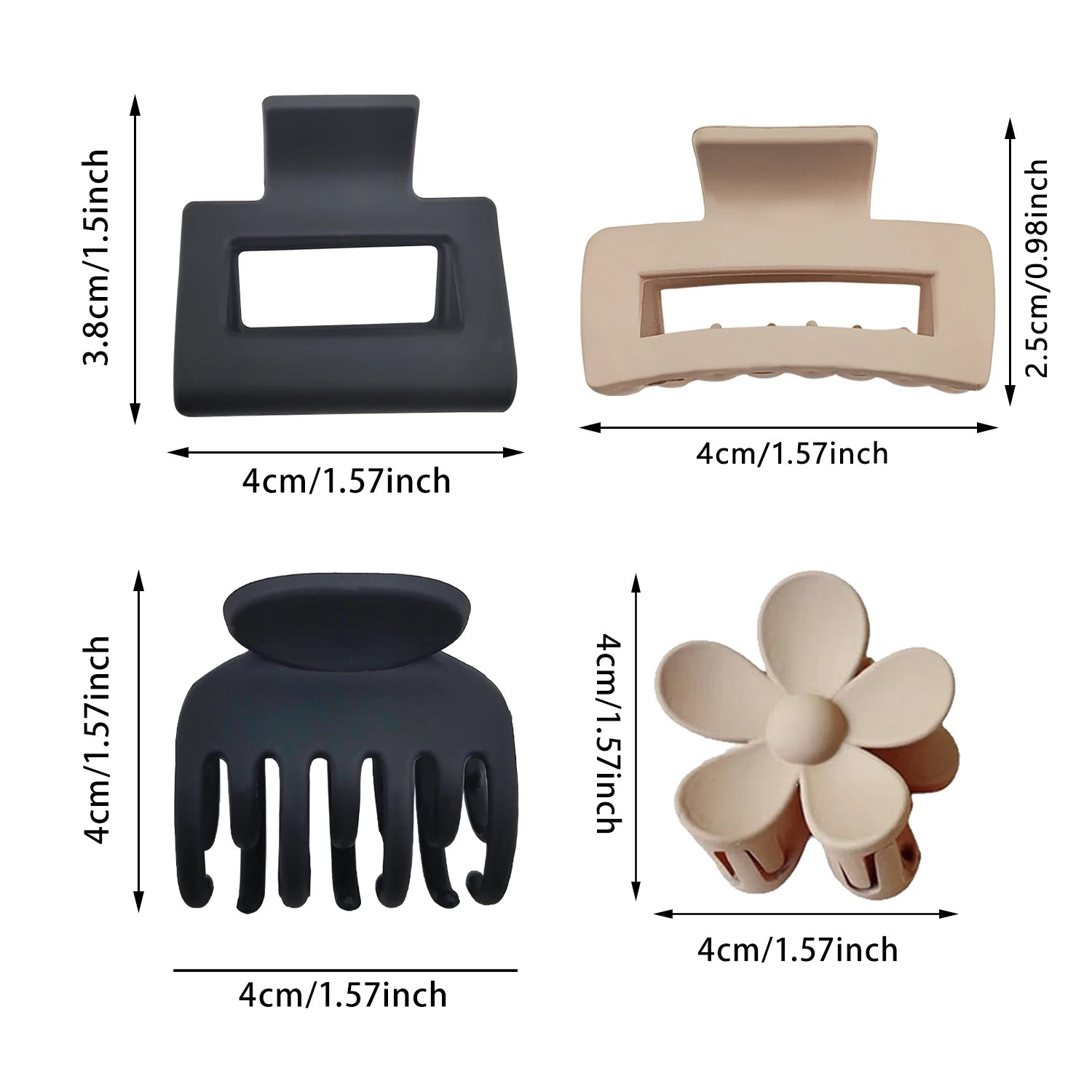 8Pcs Matte Hair Clips for Women and Girls Rectangle Double Row Small Claw ThinMedium Fine 250118