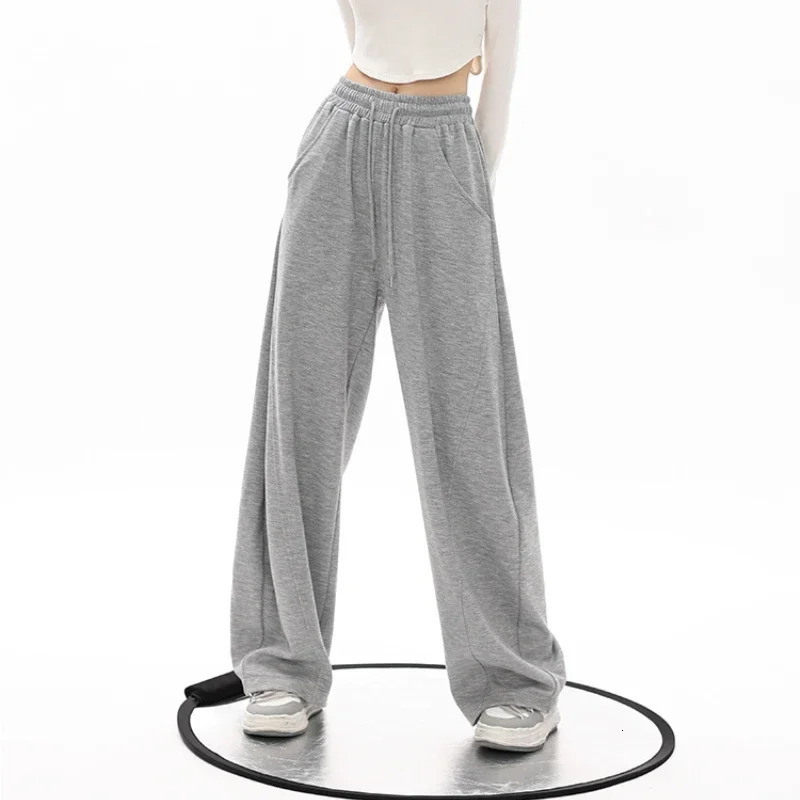 2024 Men Women Sweatpants Autumn and Winter Solid Color Casual Versatile Wide Leg Trousers Soft Sports Jogging Pants Female 250113