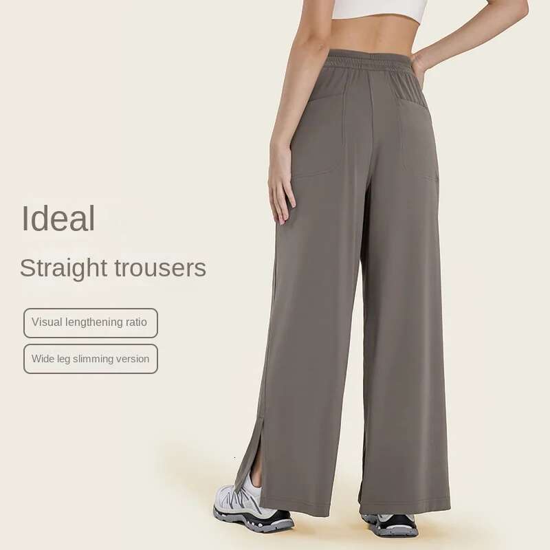 Ddmyoutdoor China Domestic Women Yoga Pants Stretch Woven High Rise Wide Leg Pant Side Slits At The Hems Full Length Intended Relaxed Fit To Sit Just 
