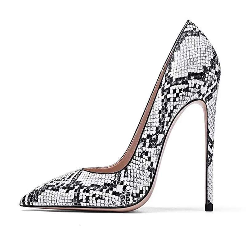 Graffiti Snakeskin Leather Sexy Stiletto High Heel Women Party Pointed Toe Pumps Shoes Color Plus Size 43