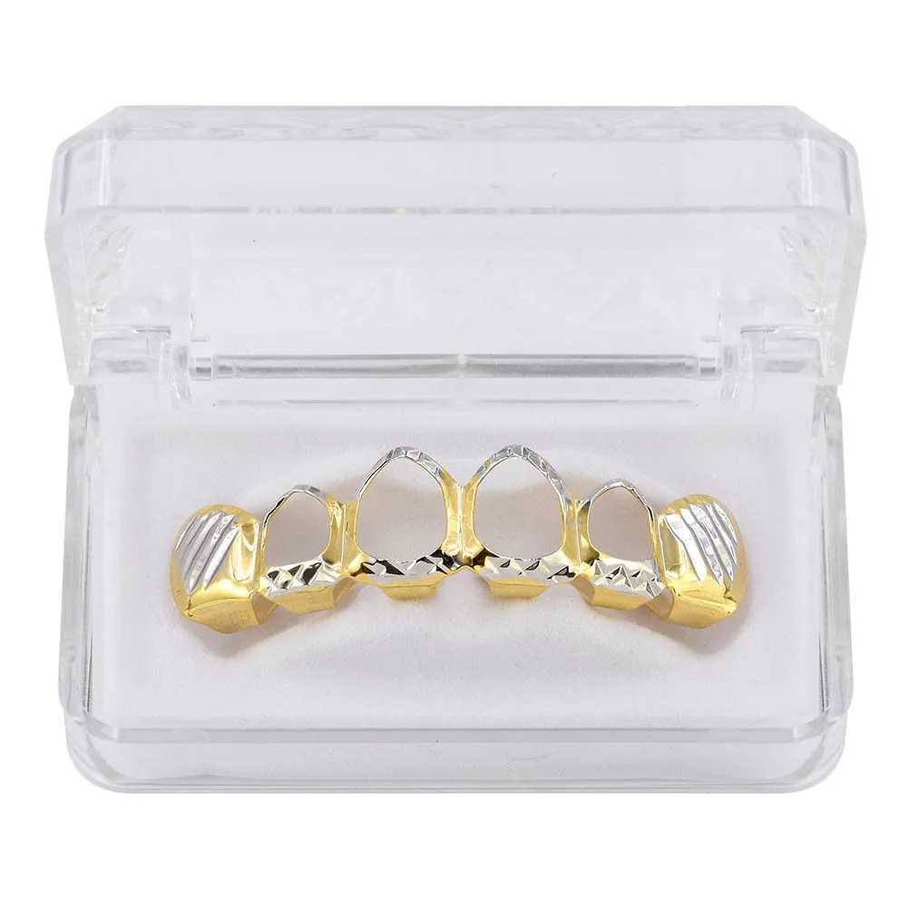 Hip Hop Top Bottom Full Hollow Teeth Grillz Classic Tooth Caps For Women Men Rapper Body JewelryXJ250114