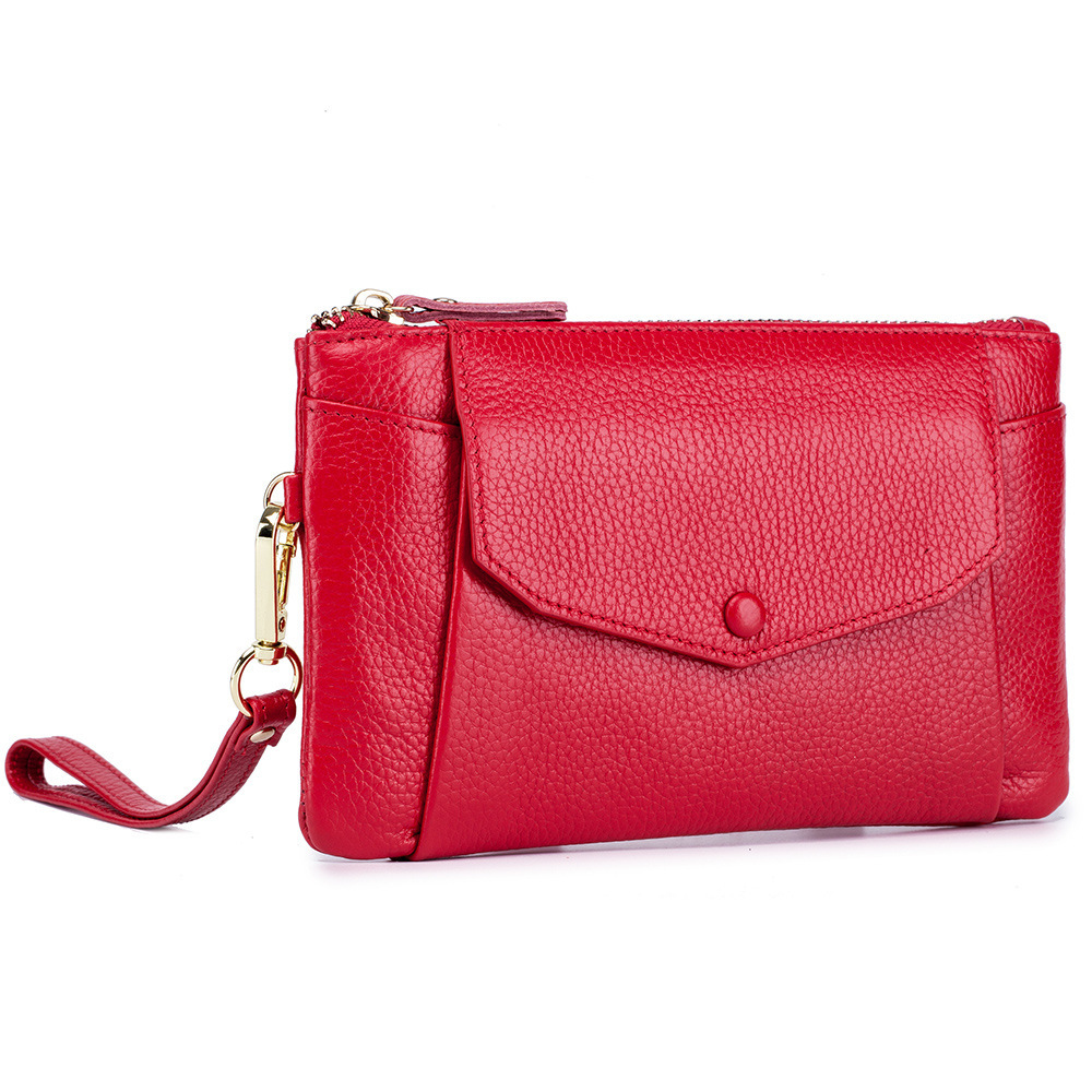 Bag niche, ultra-thin, long, large capacity handheld bag, women's leather minimalist wallet, top layer cowhide phone bag swissmilitary