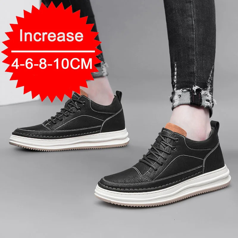 Men Sneakers Elevator Shoes Comfortable Leather Heightening Shoes For Men Insole 6/8cm Heels Casual Lift Height Shoes Man 250113