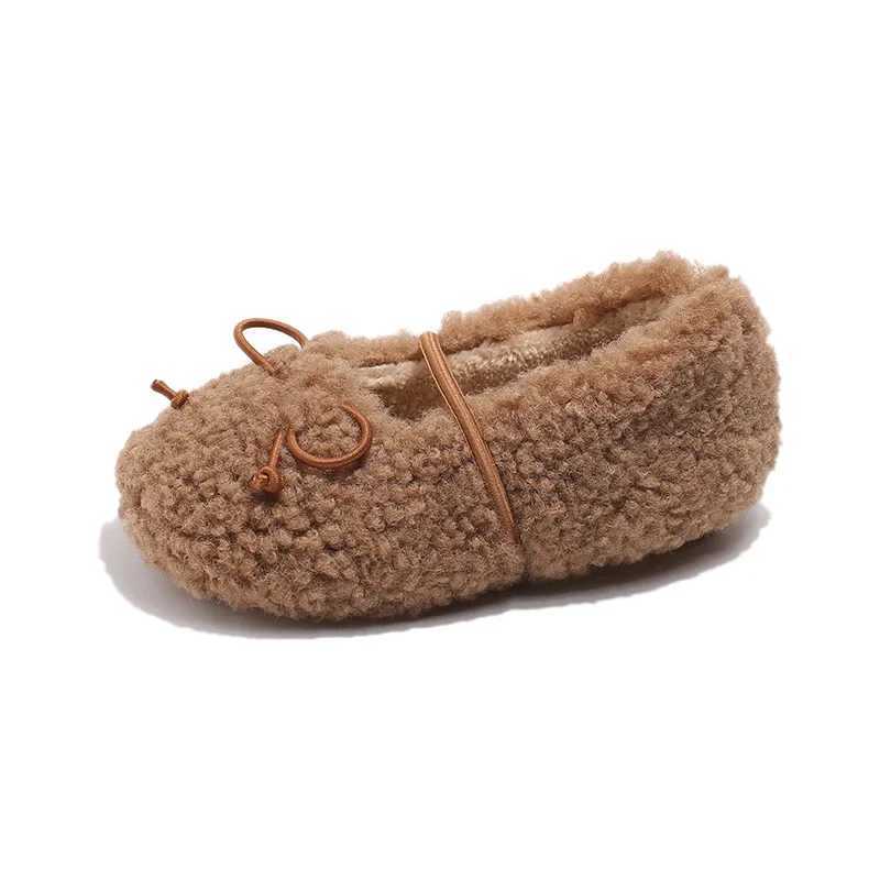 2024 Children Plush Shoes for Girls Winter New Fashion Korean Sle Soft Bottom Anti-slippery Versatile Chic Keep Warm ShoesXJ250118
