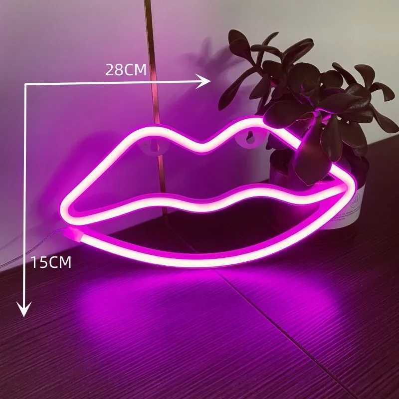 Lipstick shaped LED neon light logo USB powered love neon light night light 3D wall mounted art and game room bedroom living room decoration light log