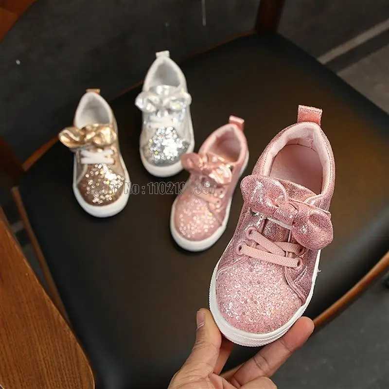 Kids Shoes For Girls Sneakers Casual Children Shoes Sports Fashion Glitter Leather Baby Toddler Shoes Princess Infant Soft FlXJ250311