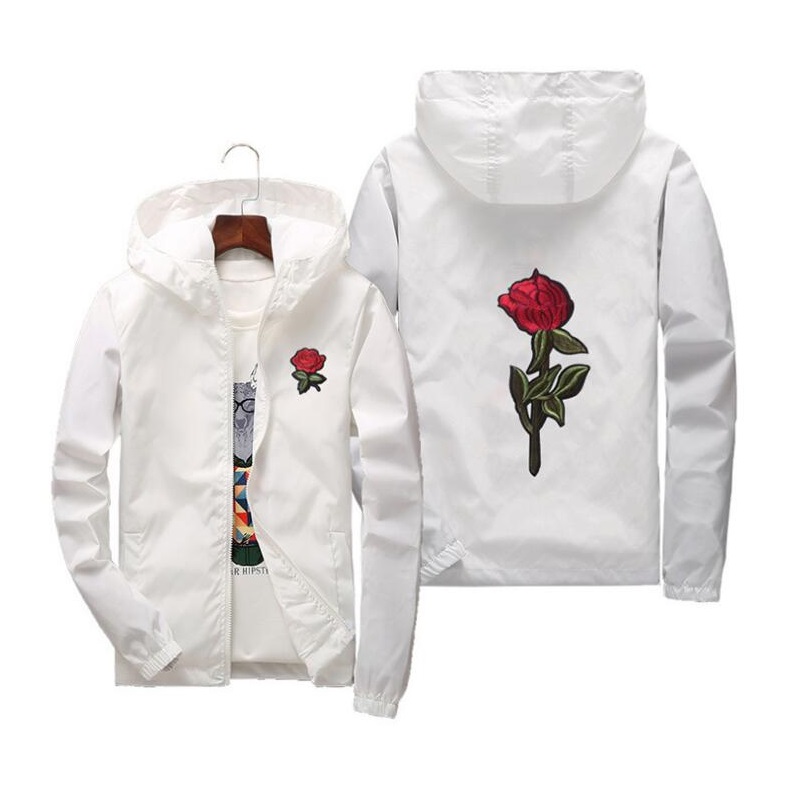 outdoor sport hooded rose windbreaker jackets zip up men designer jacket spring mens coats