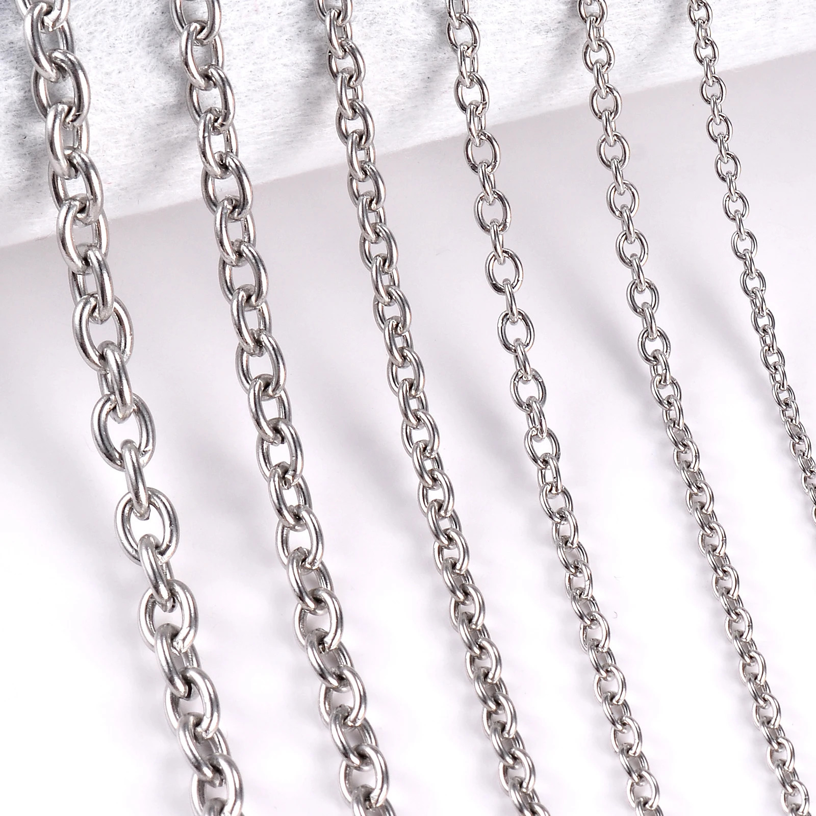 1Pc Width 15mm6mm Stainless Steel Cross O Chain Necklace For Women Men DIY Jewelry Thin Bracelet 250114