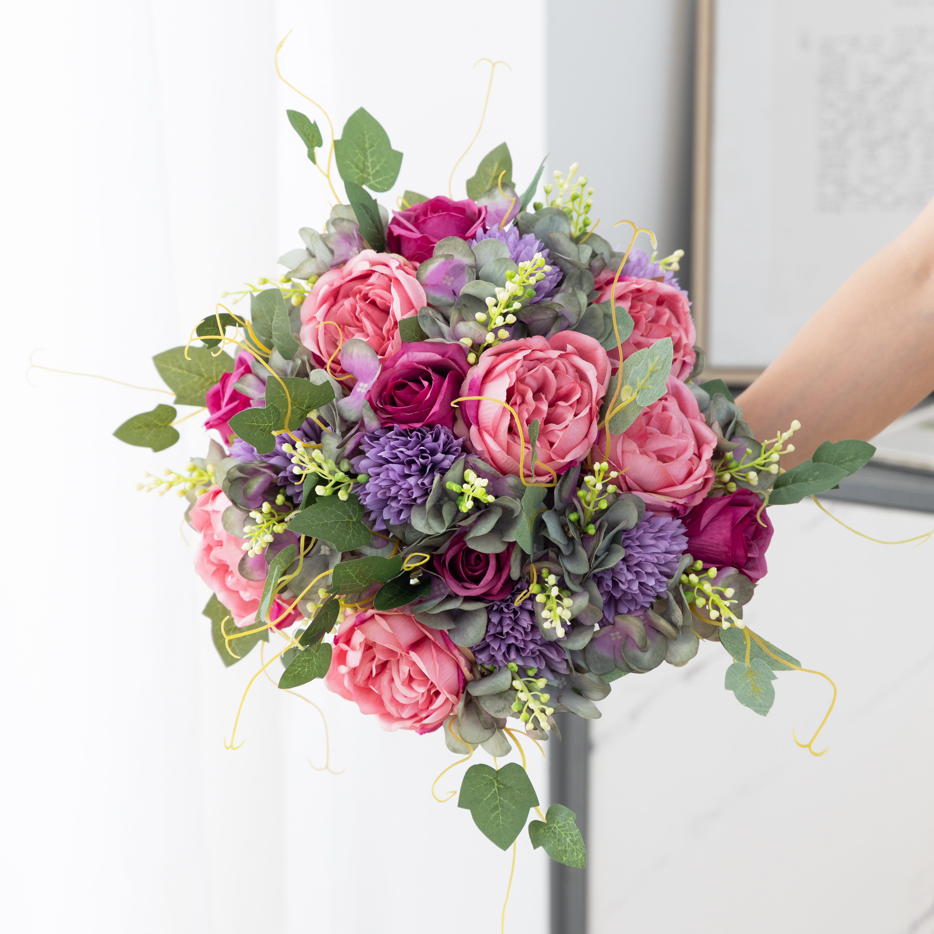 Hundred Flowers Wedding Accompaniment Flower Simulation Peony Rose Hydrangea Hand Bouquet Fake Flowers Photography Home Decoration
