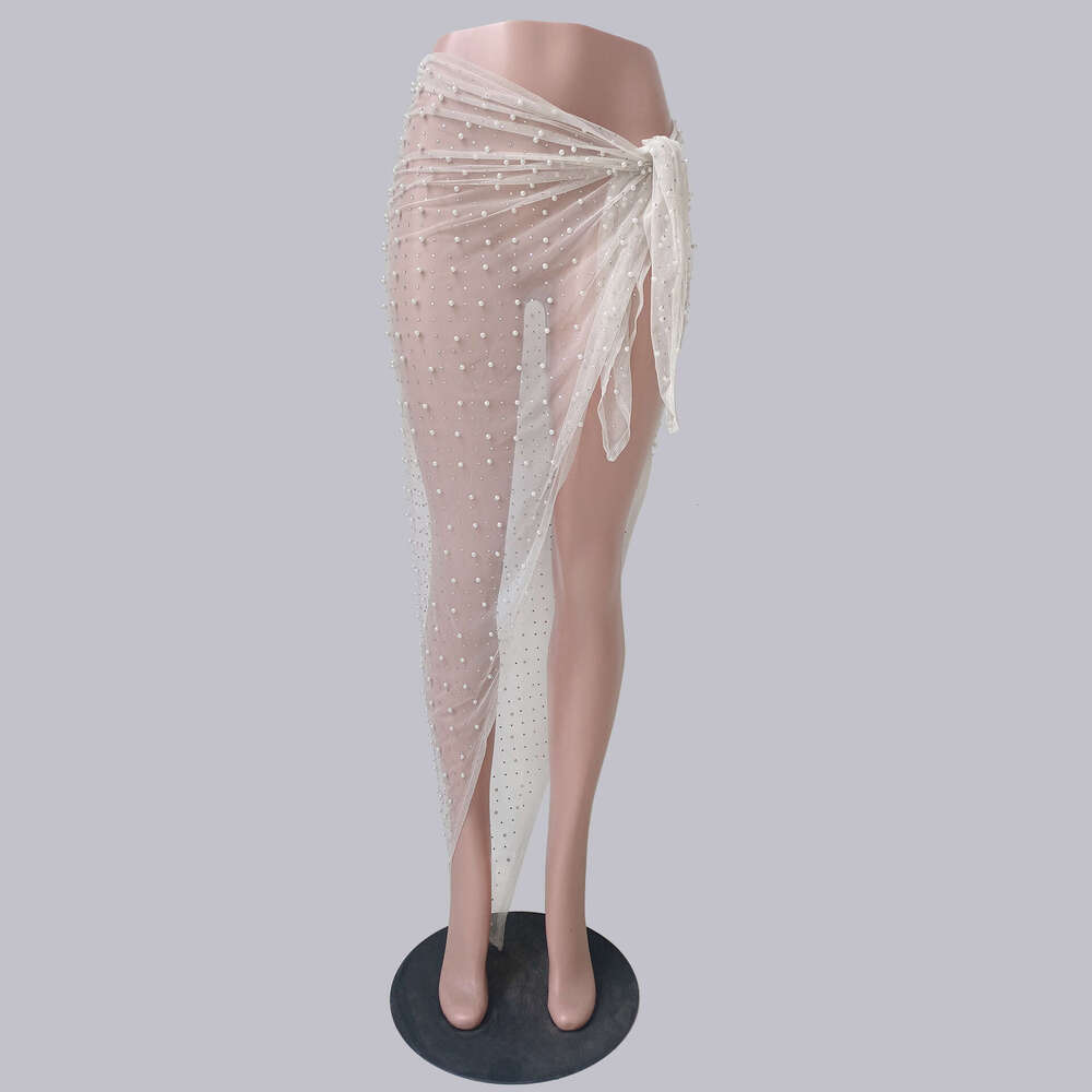 Spring/Summer Women's Selg Fashionable Sexy Nail Bead Hot Dia Strap Mesh Half Skirt 2025 New Casual Versatile Fashion Clothing