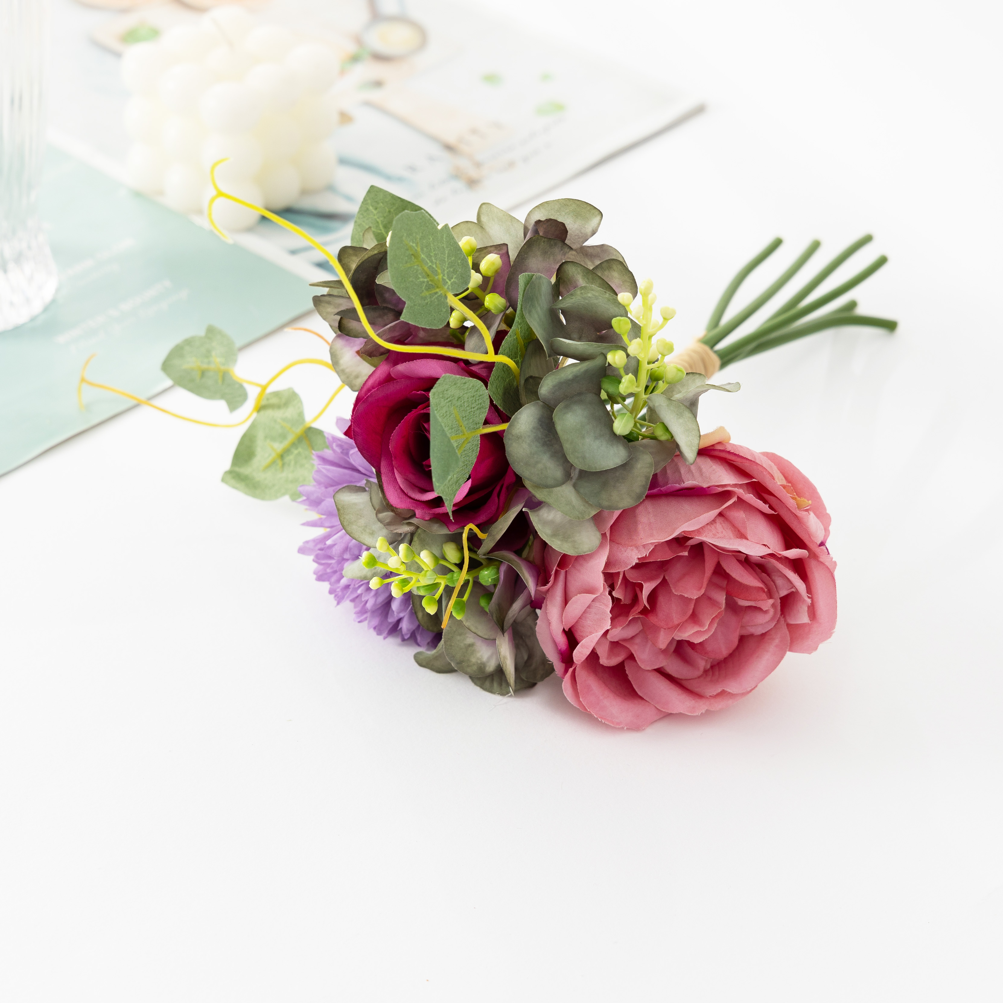 Hundred Flowers Wedding Accompaniment Flower Simulation Peony Rose Hydrangea Hand Bouquet Fake Flowers Photography Home Decoration