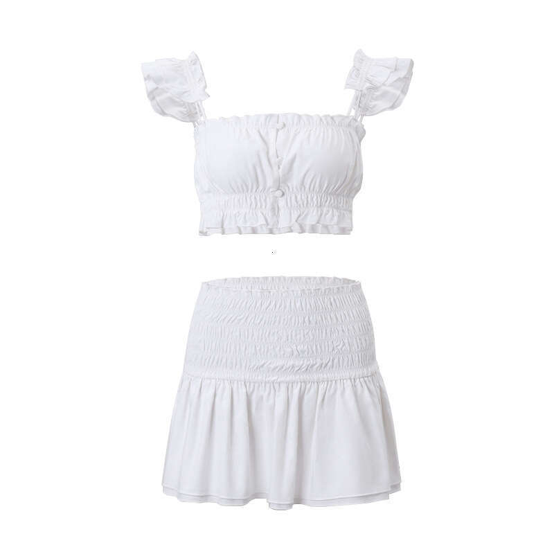 Europe and America 2025 Summer Women's Kylie Same Style Sexy Two Piece Set Simple Short Tank Top A-e Skirt Versatile New Trendy Clothing Ins
