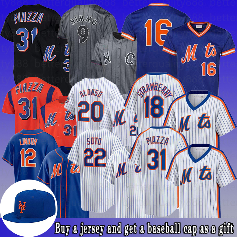 Juan 22 Soto Custom Mets Baseball Jersey Francisco 12 Lindor Pete 20 Alonso Brandon 9 Nimmo Jeff McNeil Starling Marte Darryl 18 Strawberry Harrison 44 Bader Jersey no