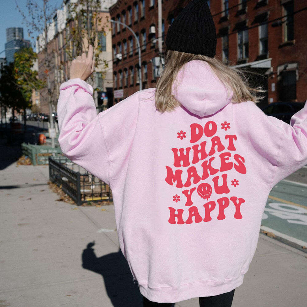 New style off shoulder sleeve letter printed top pullover men's and women's loose hooded sweatshirt