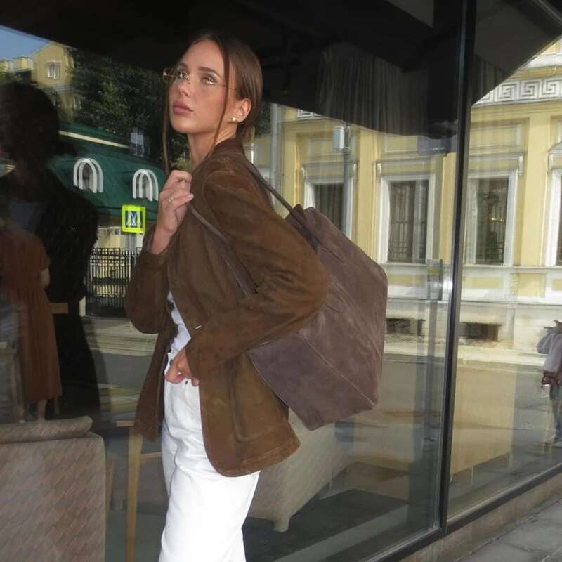 Faux Suede Box 2025 Niche Design Ins European American Autumn Winter Square Large Capacity Portable Shoulder Bag