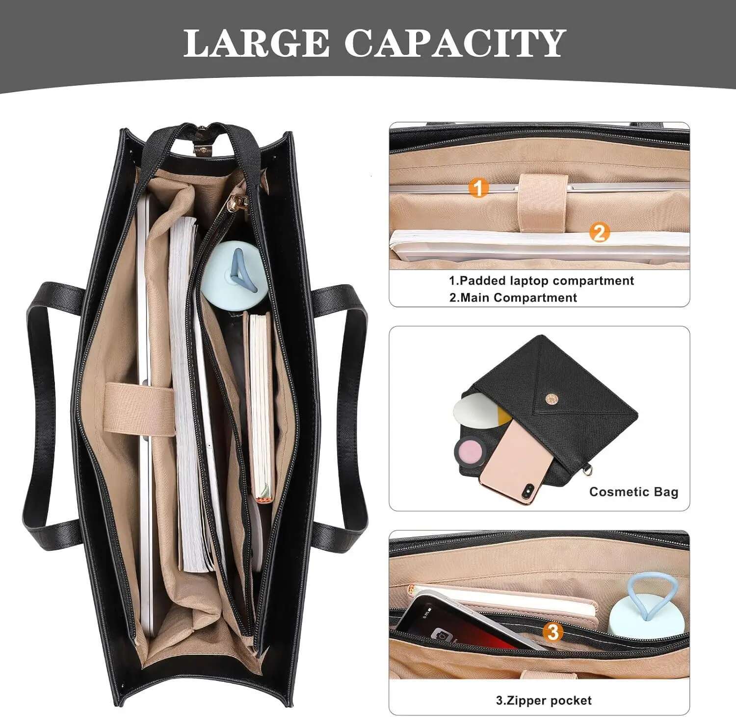 Laptop 15.6 inch PU Leather Tote Bag For Book Air Pro HP Notebook Shoulder Handbag Women Casual Work Briefcase