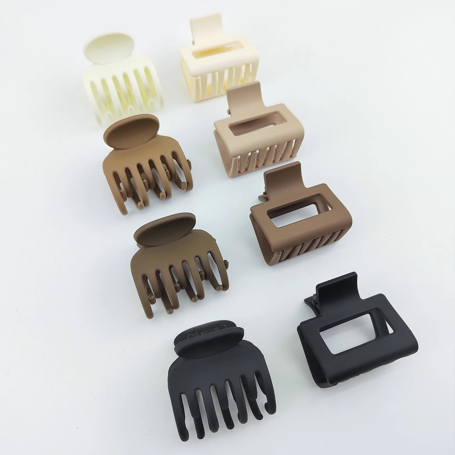 8Pcs Matte Hair Clips for Women and Girls Rectangle Double Row Small Claw ThinMedium Fine 250118